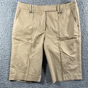 LARRY LEVINE SKIMMER CAPRI SHORT PANTS WOMENS 12 BEIGE FITS 34” WAIST 13” INSEAM